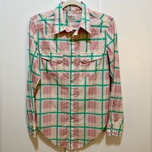 Vintage ‘60’s Levi’s Authentic WesternWear Top Shorthorn Plaid Pearl Snap Shirt